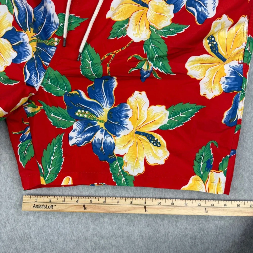 Polo Ralph Lauren Swim Shorts Mens 2XB Red Floral Traveler Hawaiian Trunks